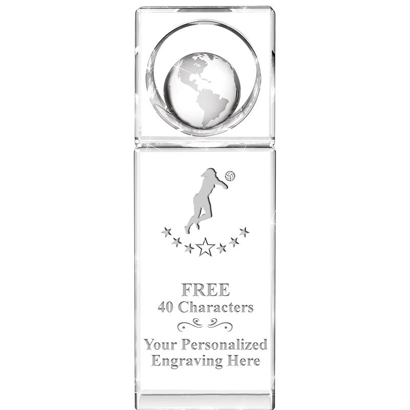 8"WINNERS CIRCLE GLOBE CRYSTAL