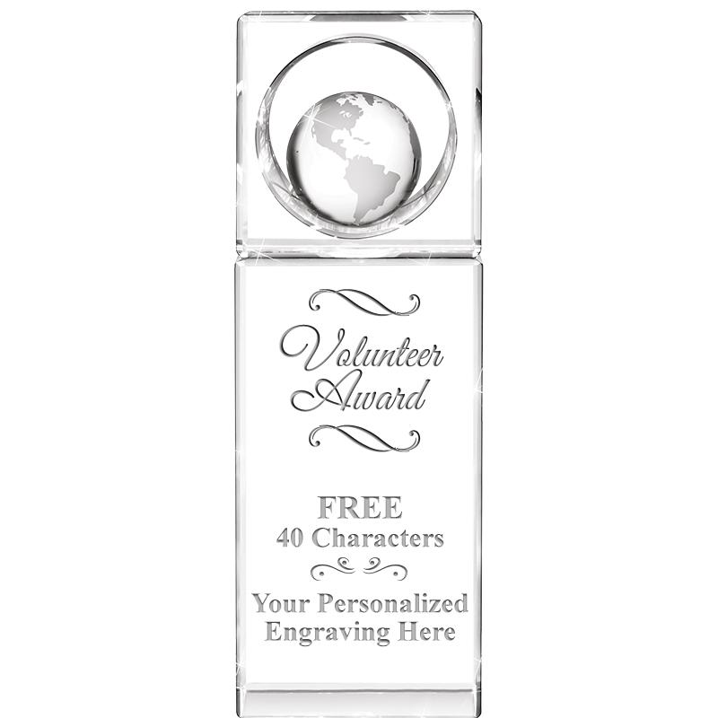 8"WINNERS CIRCLE GLOBE CRYSTAL