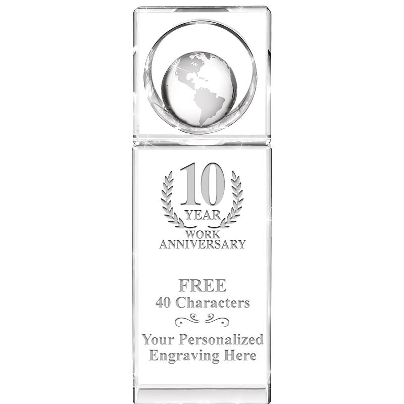 8"WINNERS CIRCLE GLOBE CRYSTAL