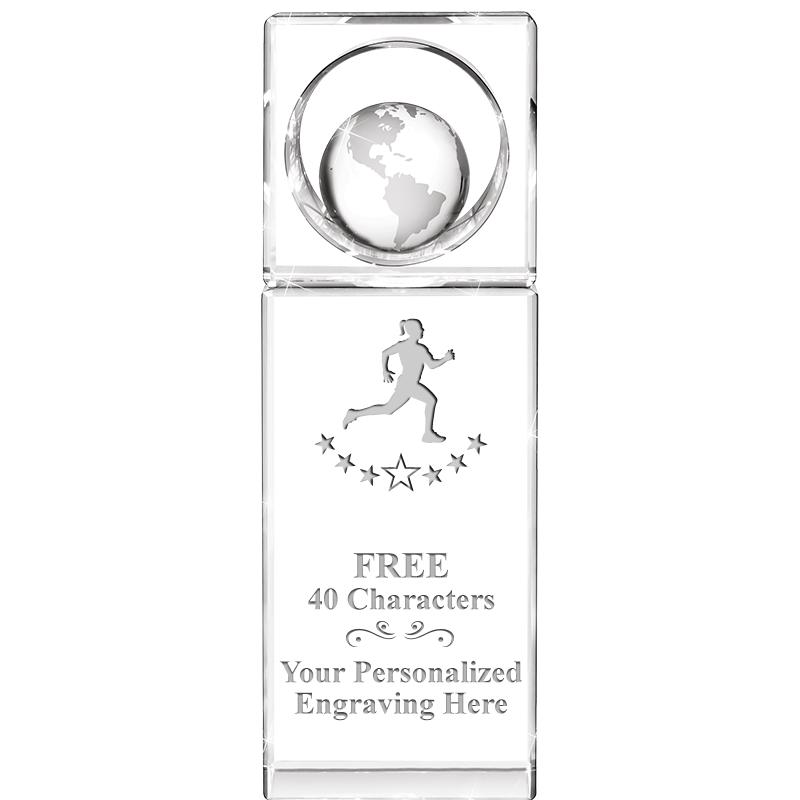 8"WINNERS CIRCLE GLOBE CRYSTAL