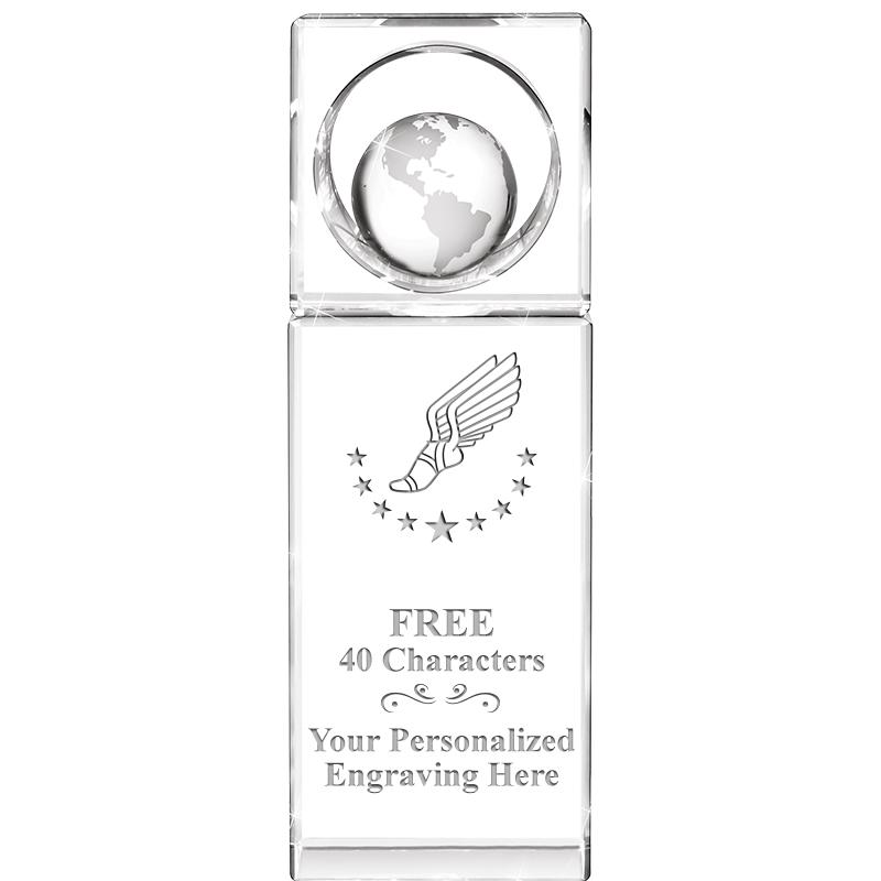 8"WINNERS CIRCLE GLOBE CRYSTAL