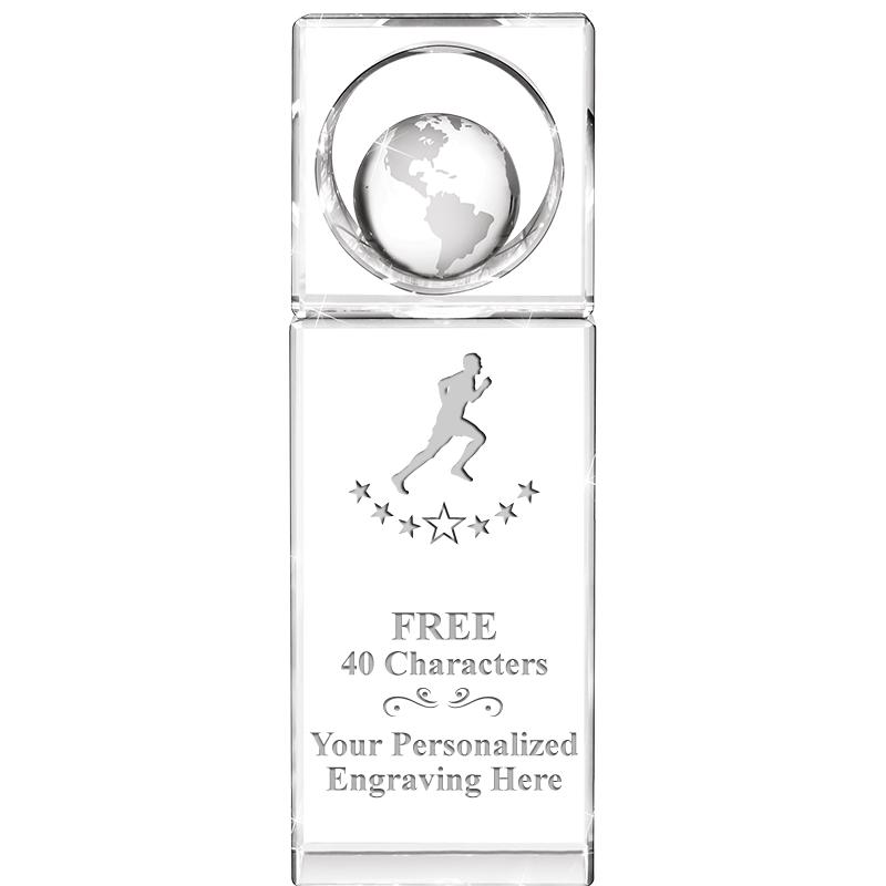 8"WINNERS CIRCLE GLOBE CRYSTAL