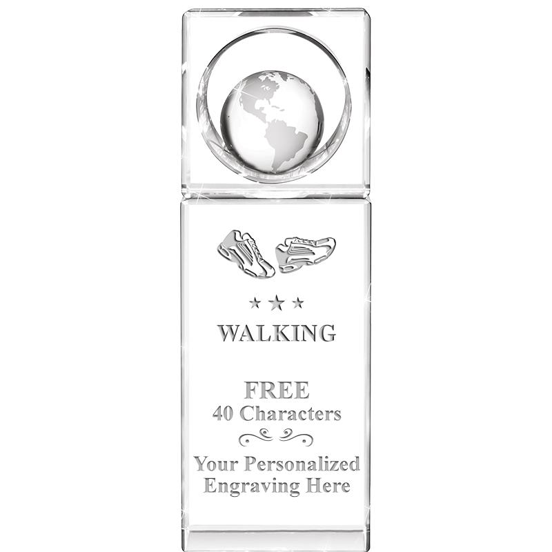 8"WINNERS CIRCLE GLOBE CRYSTAL