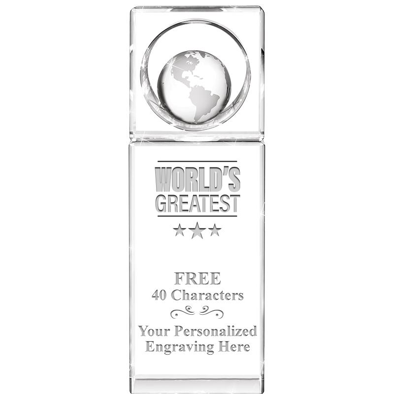 8"WINNERS CIRCLE GLOBE CRYSTAL