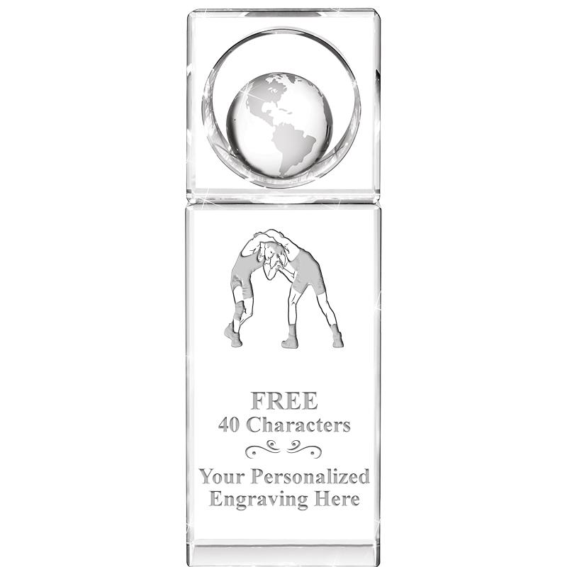 8"WINNERS CIRCLE GLOBE CRYSTAL