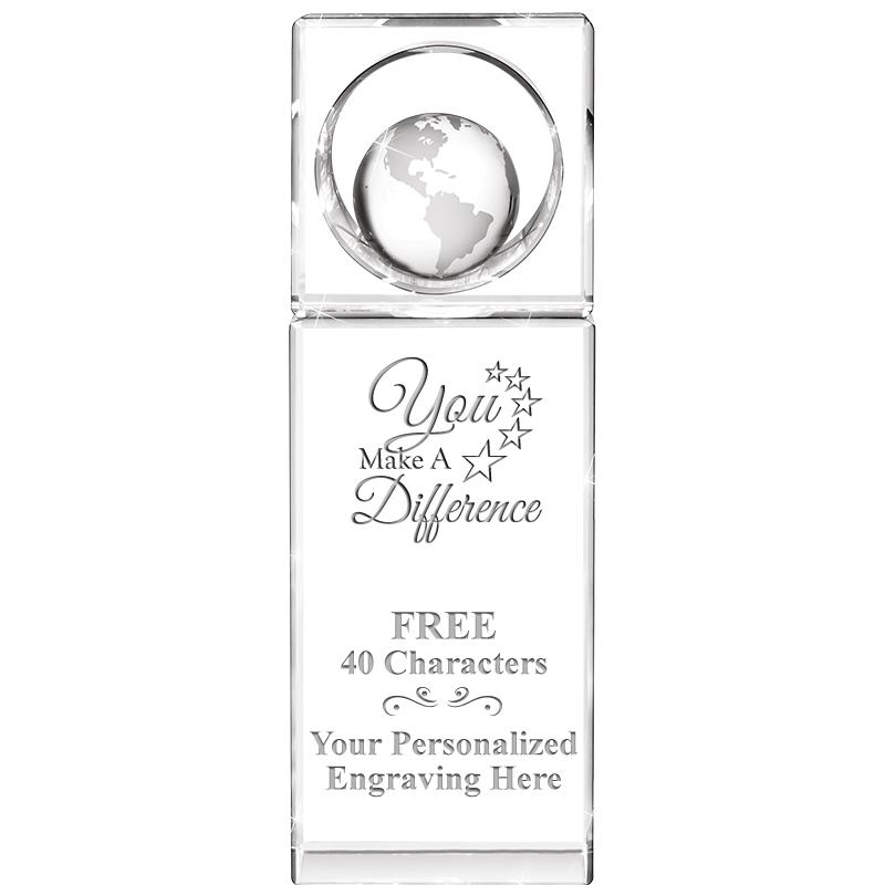 8"WINNERS CIRCLE GLOBE CRYSTAL