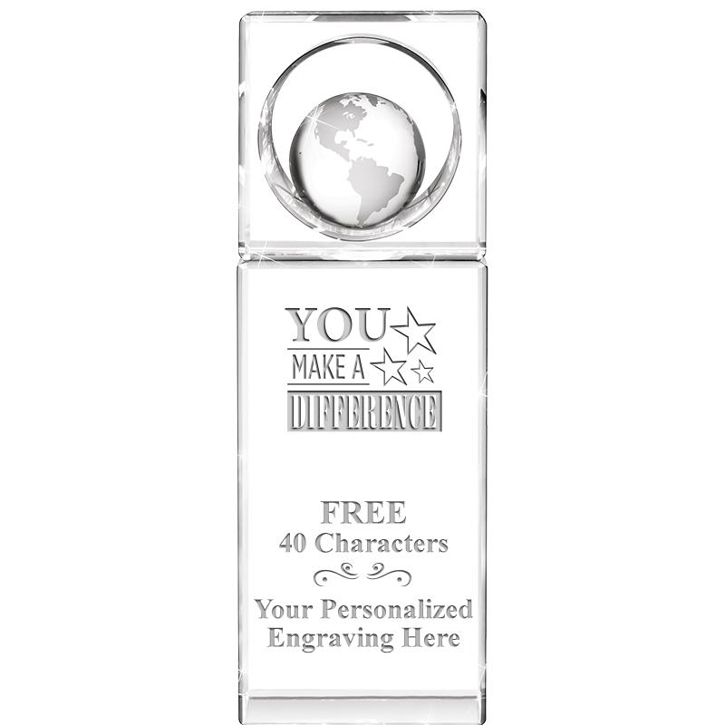 8"WINNERS CIRCLE GLOBE CRYSTAL