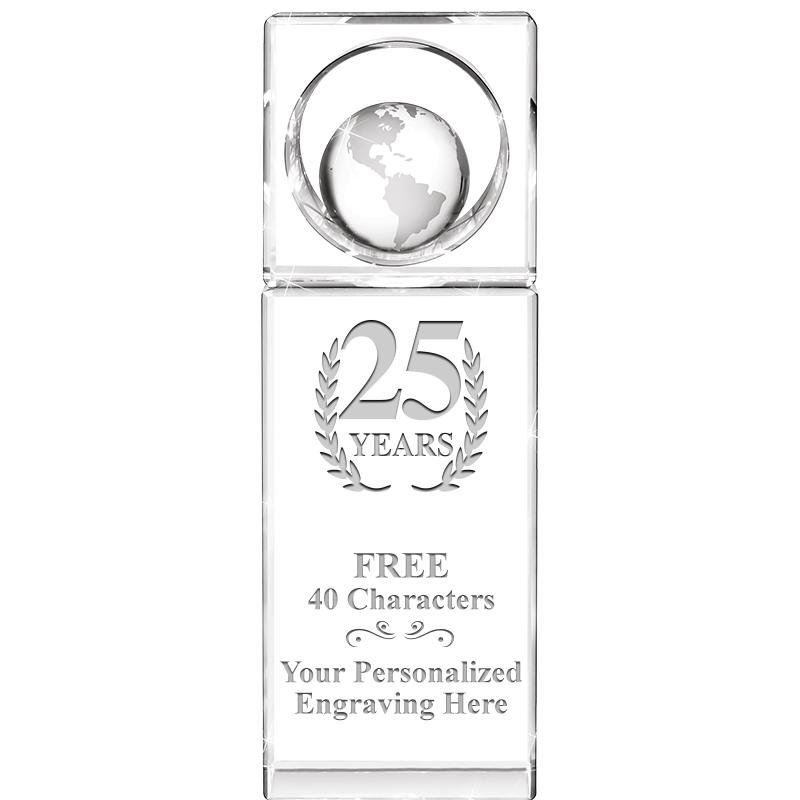 8"WINNERS CIRCLE GLOBE CRYSTAL