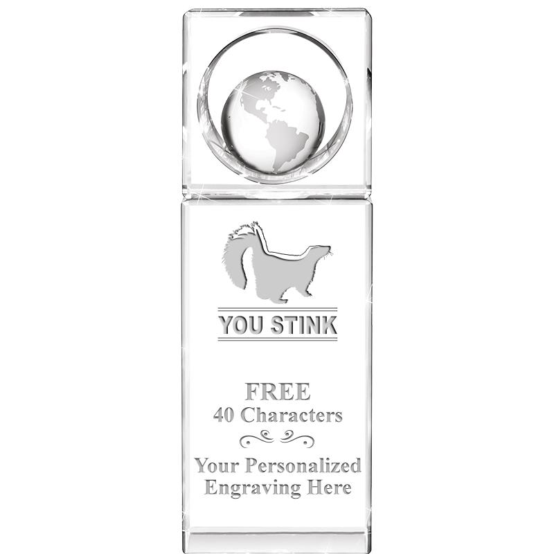 8"WINNERS CIRCLE GLOBE CRYSTAL