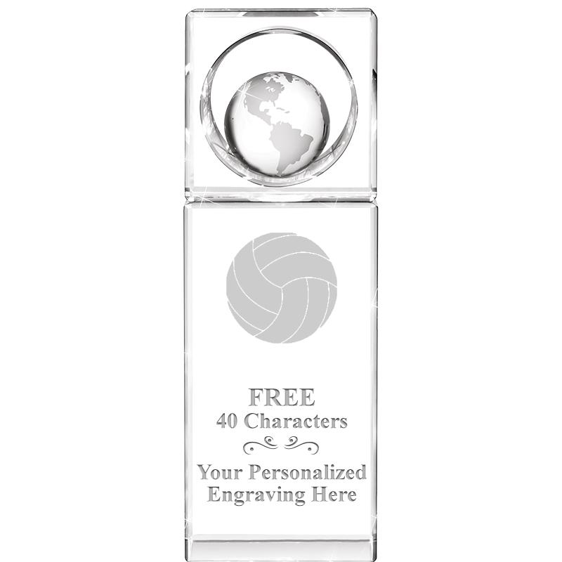 8"WINNERS CIRCLE GLOBE CRYSTAL