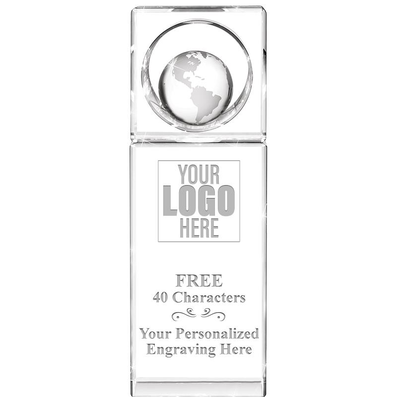 8"WINNERS CIRCLE GLOBE CRYSTAL