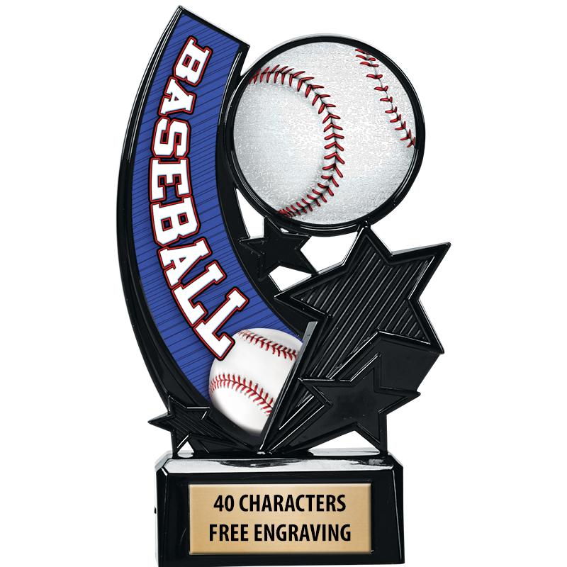 Crown Awards Baseball Trophies with Custom Engraving, 7.25 Personalized  Triple Baseball Trophy On Deluxe Round Base