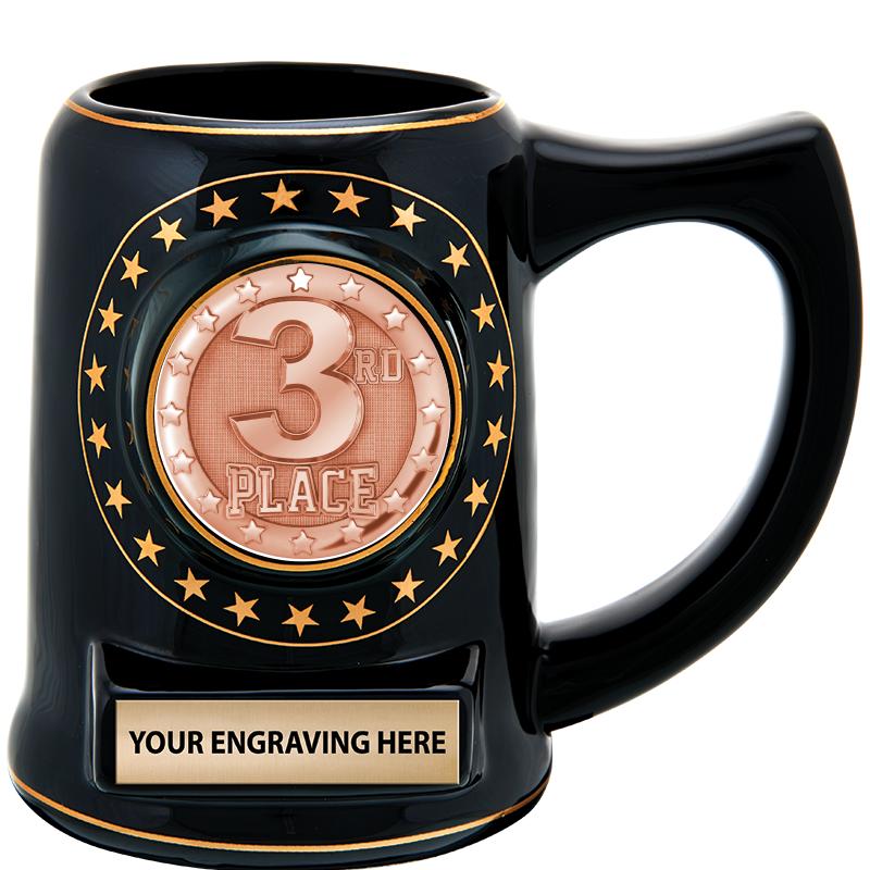 5 1/4" STAR CERAMIC BLACK MUG