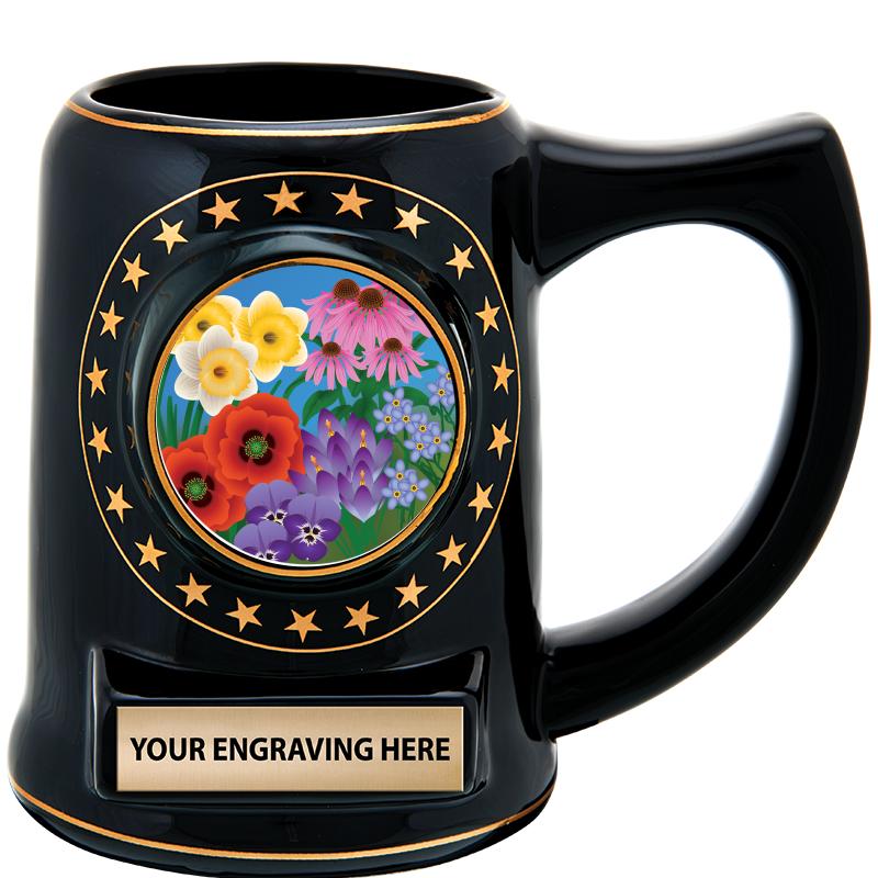 5 1/4" STAR CERAMIC BLACK MUG