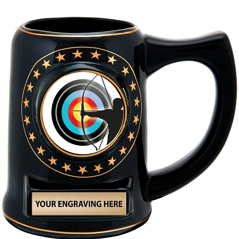 5 1/4" STAR CERAMIC BLACK MUG