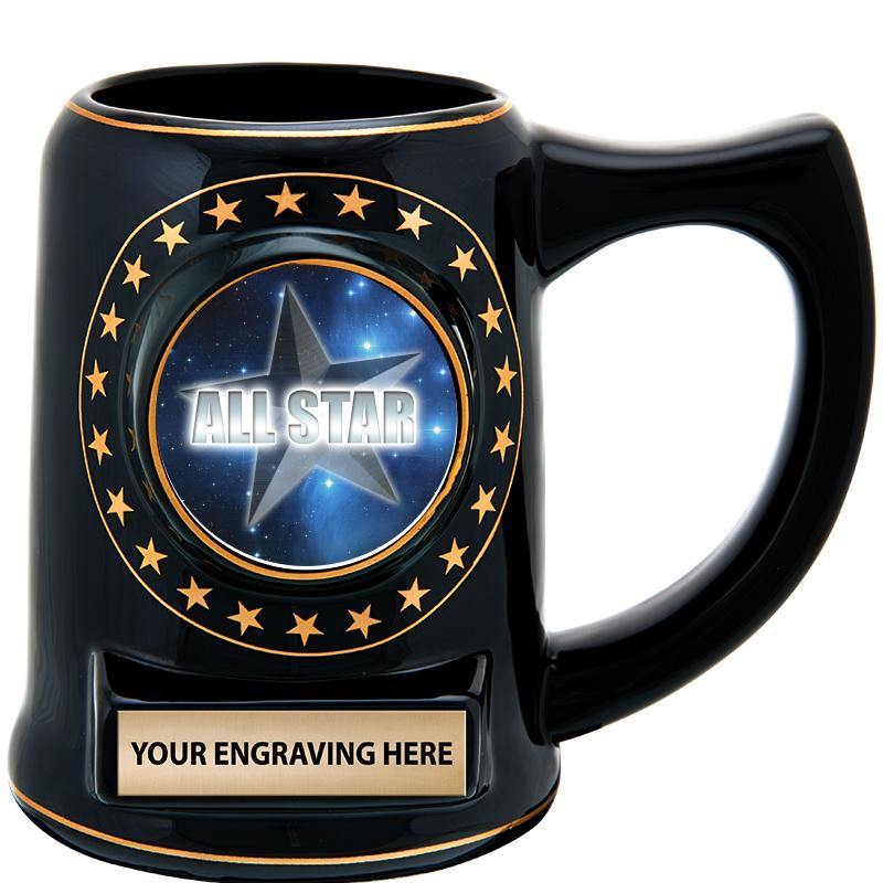 5 1/4" STAR CERAMIC BLACK MUG