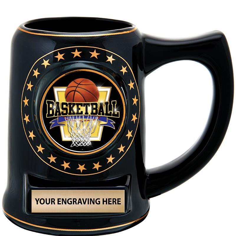 5 1/4" STAR CERAMIC BLACK MUG