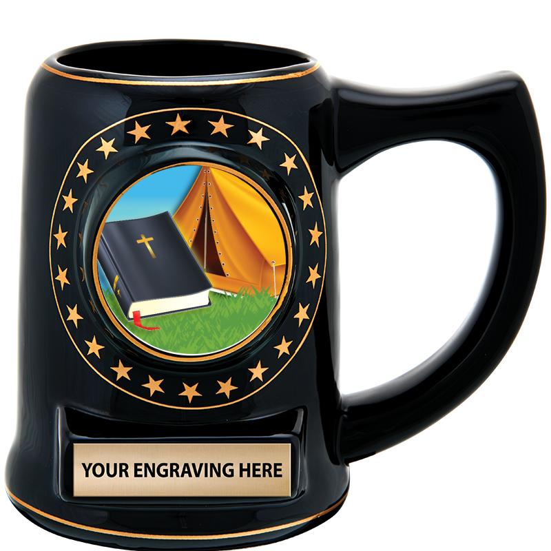 5 1/4" STAR CERAMIC BLACK MUG