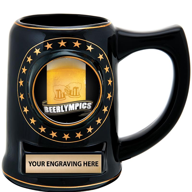 5 1/4" STAR CERAMIC BLACK MUG