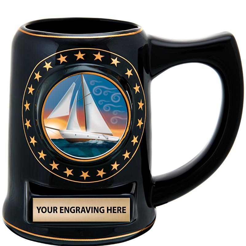 5 1/4" STAR CERAMIC BLACK MUG