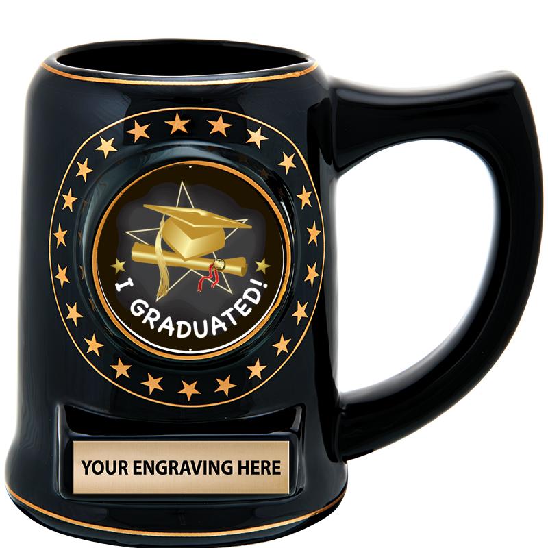 5 1/4" STAR CERAMIC BLACK MUG
