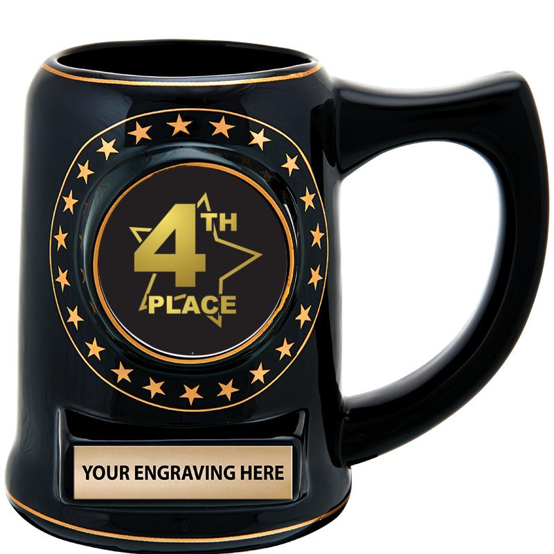 5 1/4" STAR CERAMIC BLACK MUG