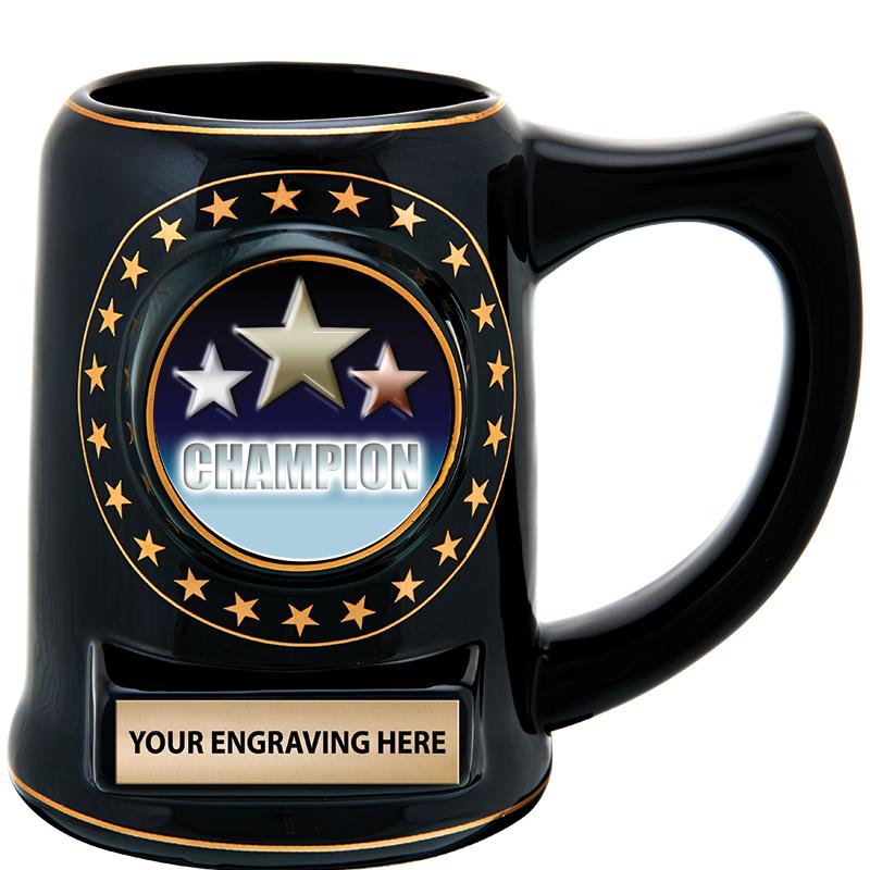 5 1/4" STAR CERAMIC BLACK MUG