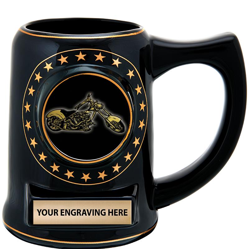 5 1/4" STAR CERAMIC BLACK MUG