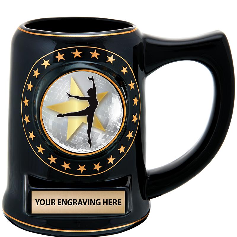 5 1/4" STAR CERAMIC BLACK MUG