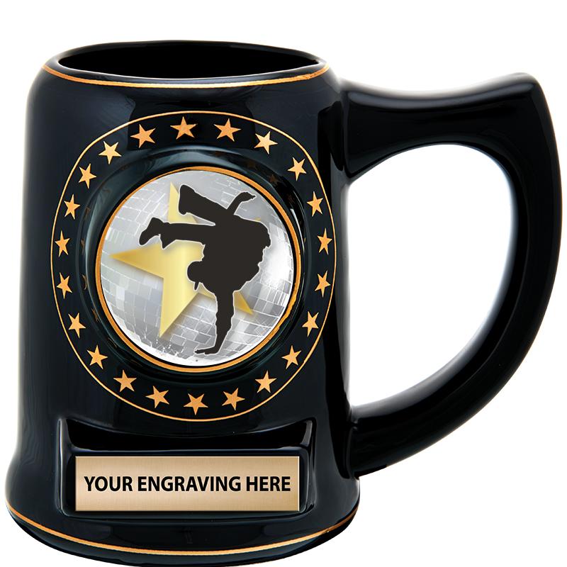 5 1/4" STAR CERAMIC BLACK MUG