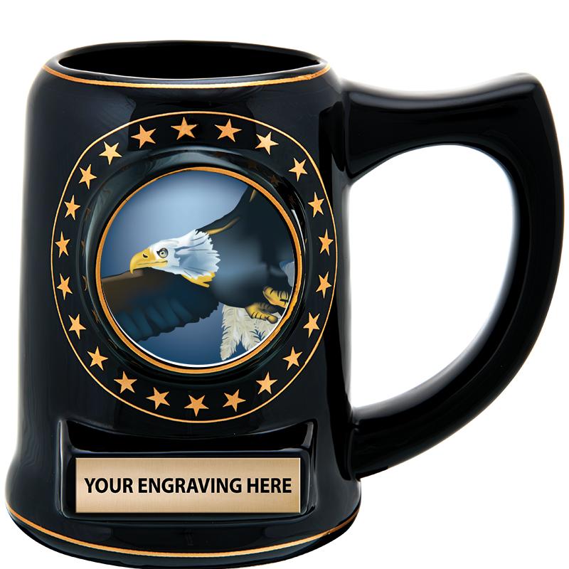 5 1/4" STAR CERAMIC BLACK MUG