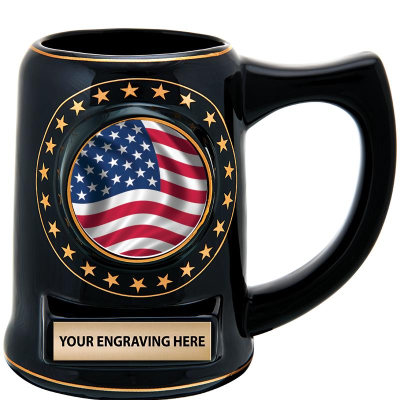 5 1/4" STAR CERAMIC BLACK MUG