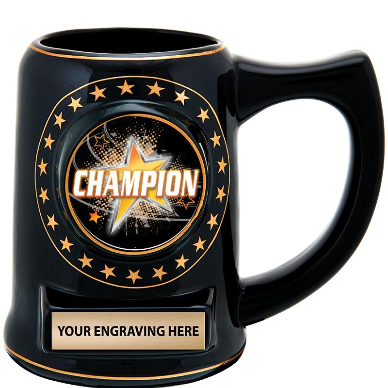 5 1/4" STAR CERAMIC BLACK MUG