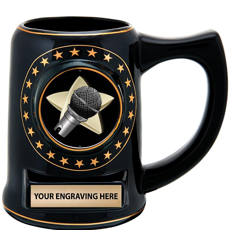 5 1/4" STAR CERAMIC BLACK MUG