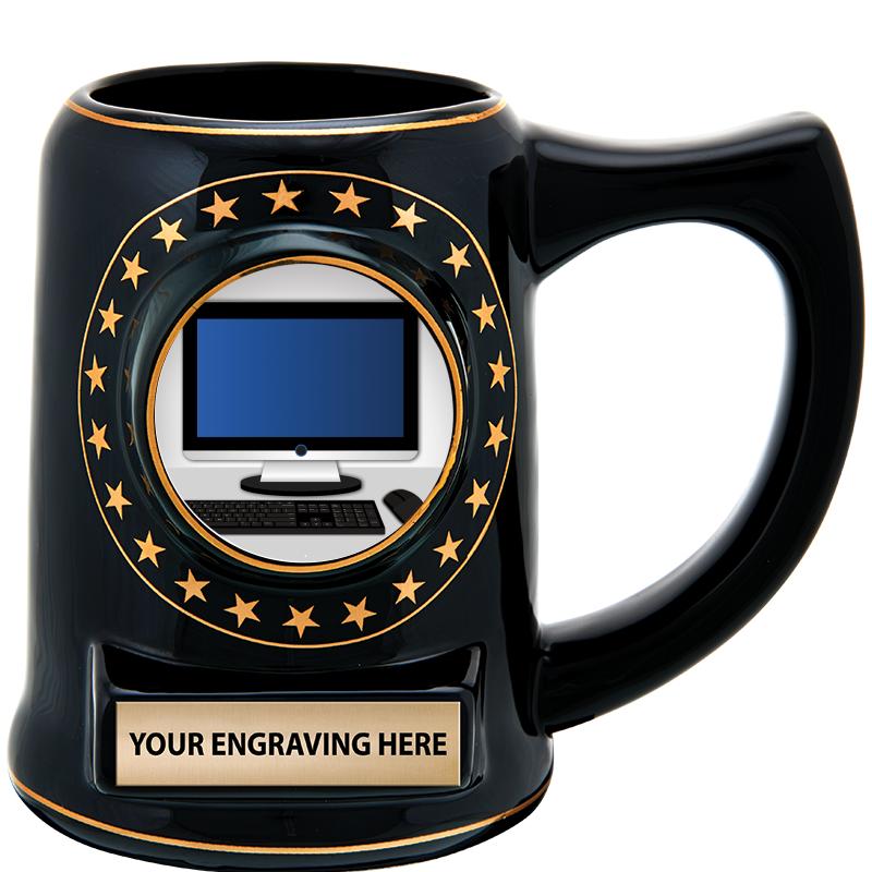 5 1/4" STAR CERAMIC BLACK MUG