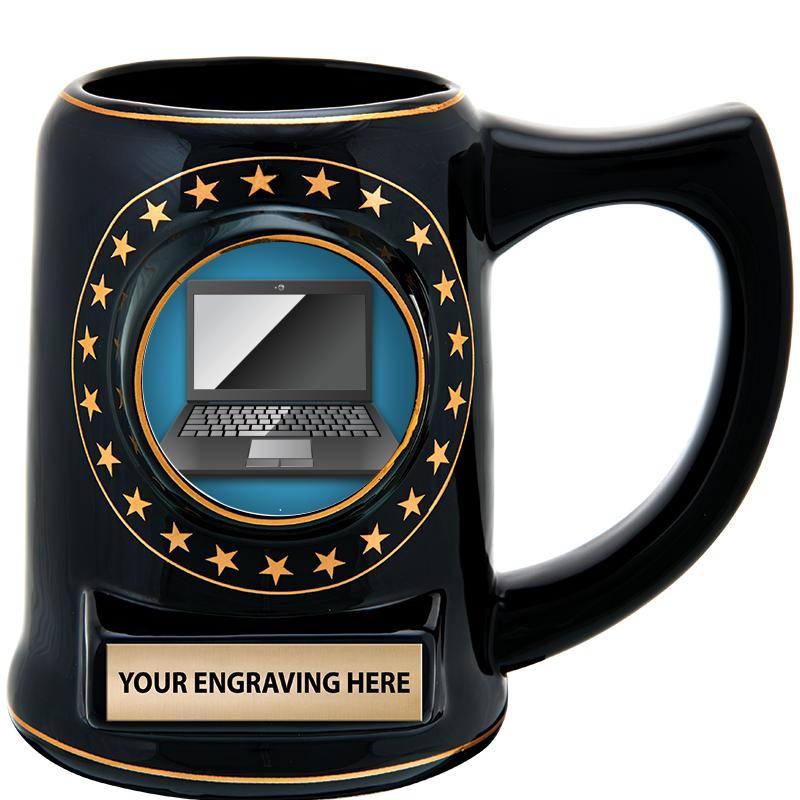 5 1/4" STAR CERAMIC BLACK MUG