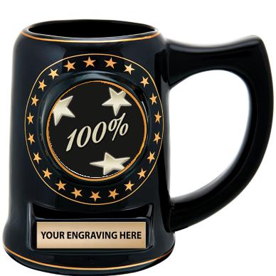 5 1/4" STAR CERAMIC BLACK MUG