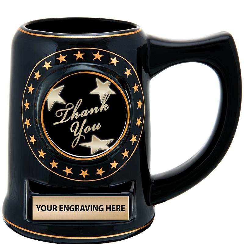 5 1/4" STAR CERAMIC BLACK MUG