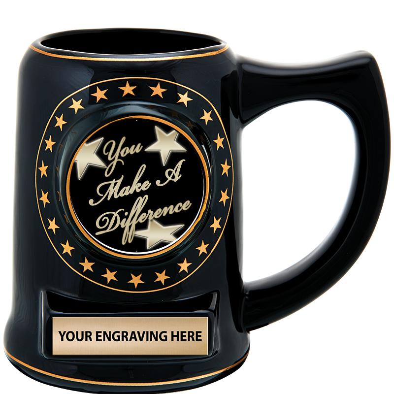 5 1/4" STAR CERAMIC BLACK MUG