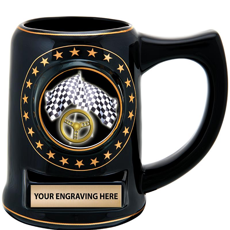 5 1/4" STAR CERAMIC BLACK MUG