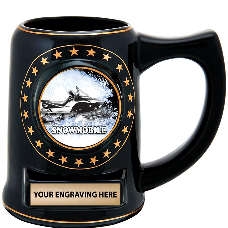 5 1/4" STAR CERAMIC BLACK MUG