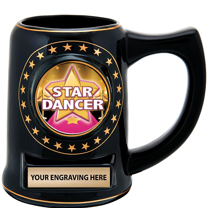 5 1/4" STAR CERAMIC BLACK MUG