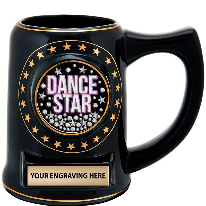 5 1/4" STAR CERAMIC BLACK MUG
