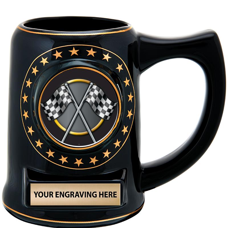 5 1/4" STAR CERAMIC BLACK MUG