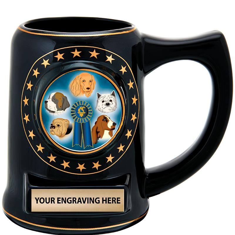5 1/4" STAR CERAMIC BLACK MUG