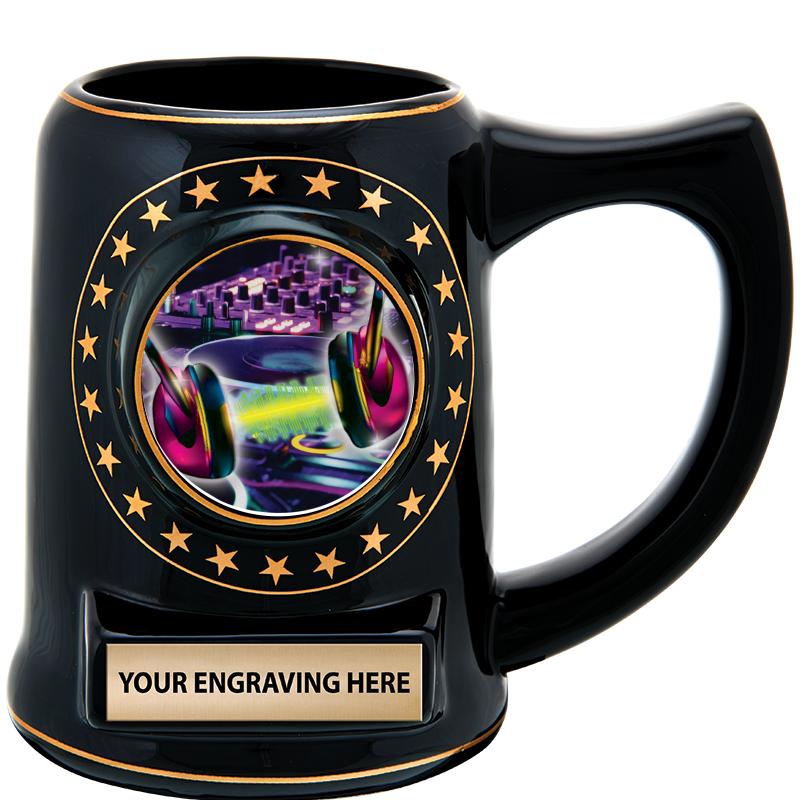 5 1/4" STAR CERAMIC BLACK MUG