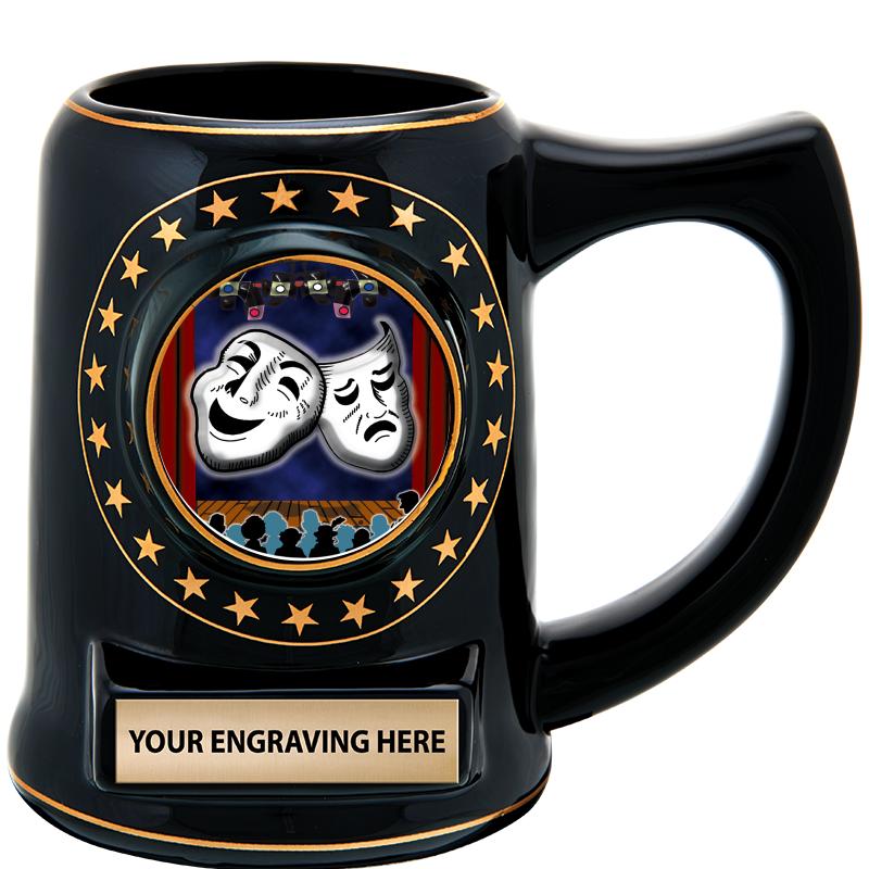 5 1/4" STAR CERAMIC BLACK MUG