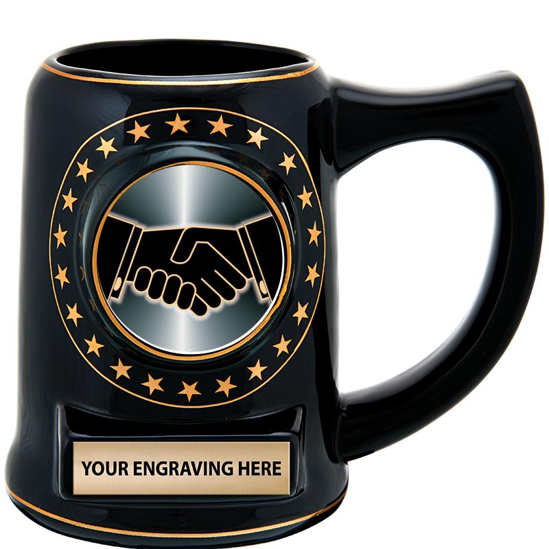 5 1/4" STAR CERAMIC BLACK MUG