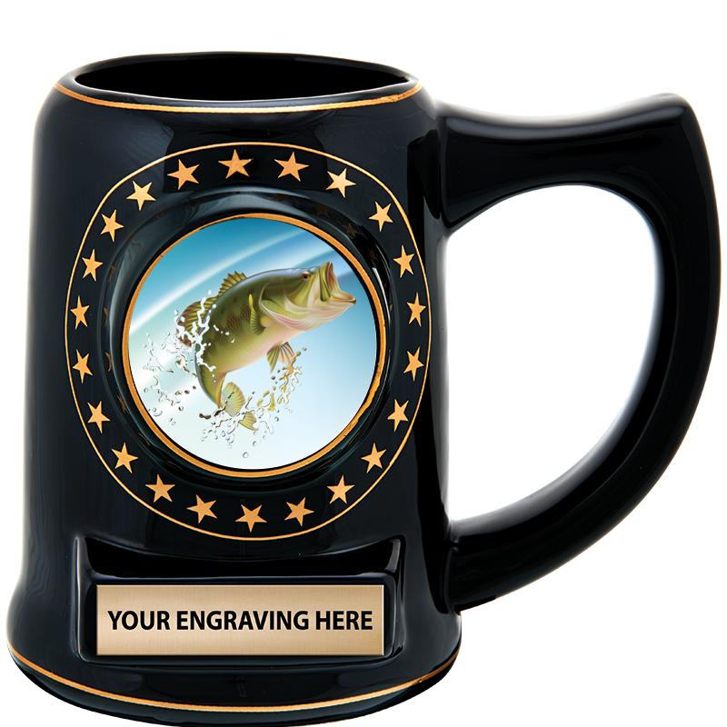 5 1/4" STAR CERAMIC BLACK MUG