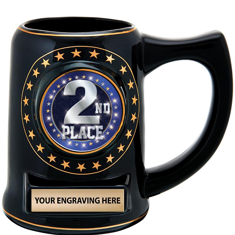 5 1/4" STAR CERAMIC BLACK MUG
